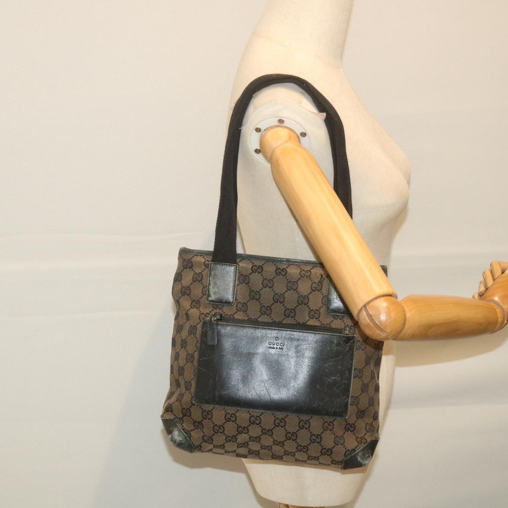 GUCCI GG Canvas Tote Bag Black Brown 019 0402 3754 59460