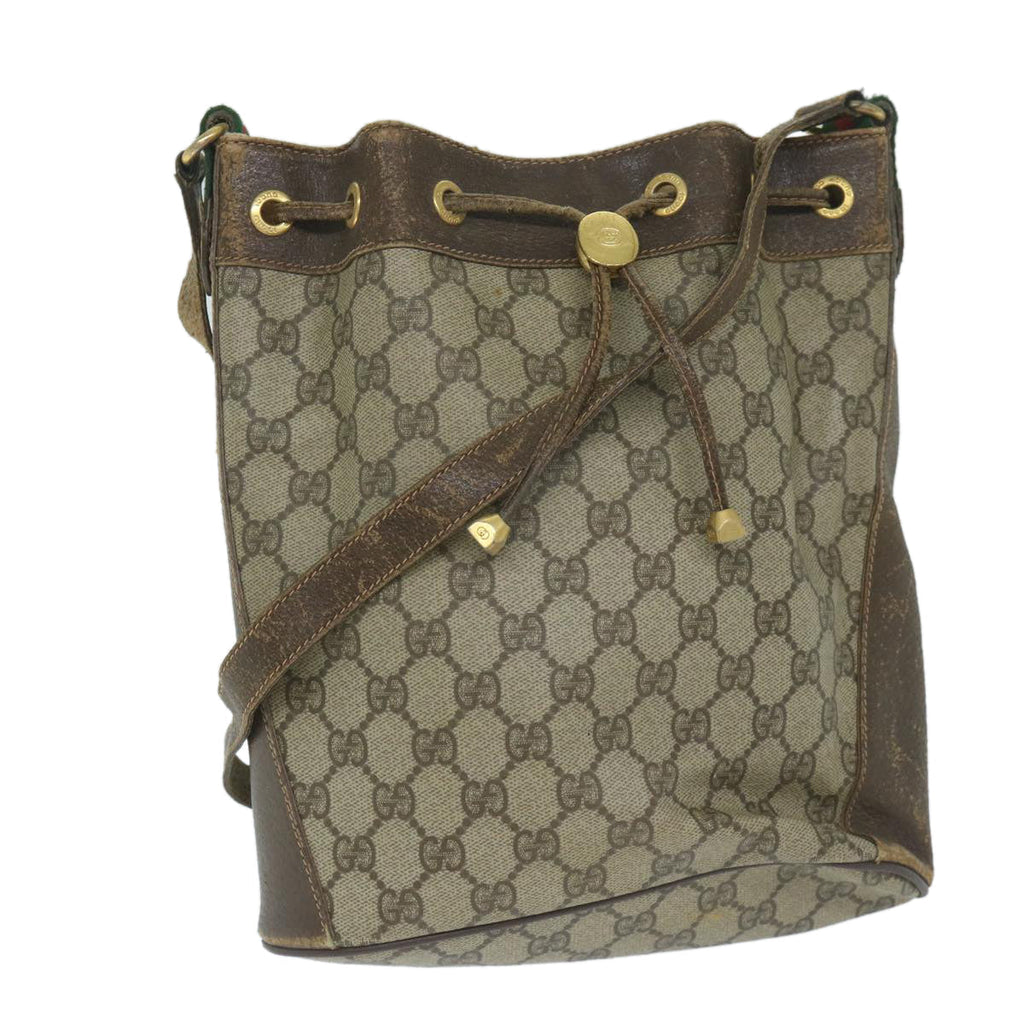 GUCCI GG Supreme Web Sherry Line Shoulder Bag Beige Red 164 02 034 59463