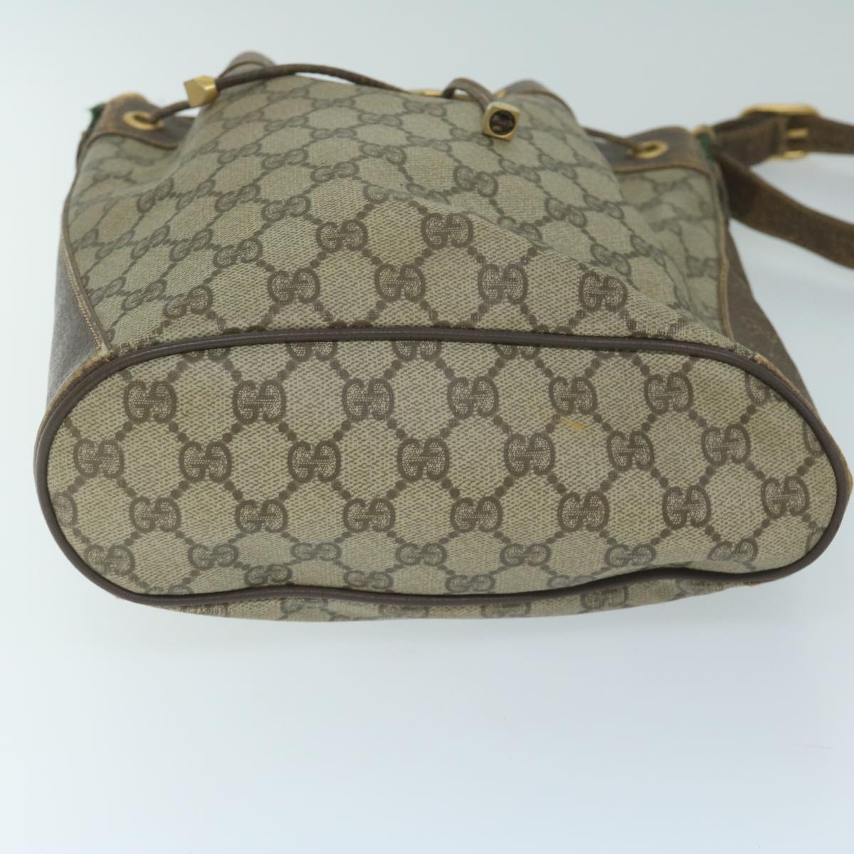 GUCCI GG Supreme Web Sherry Line Shoulder Bag Beige Red 164 02 034 59463