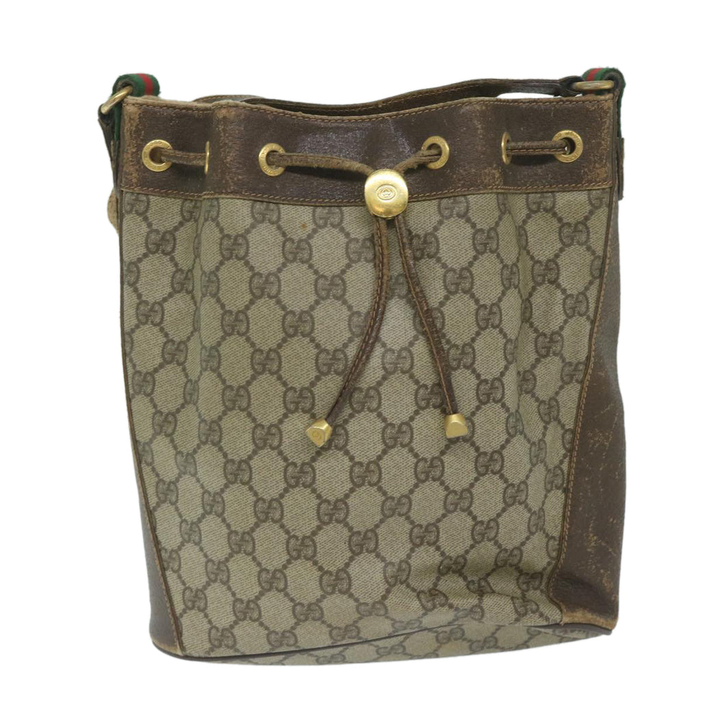 GUCCI GG Supreme Web Sherry Line Shoulder Bag Beige Red 164 02 034 59463
