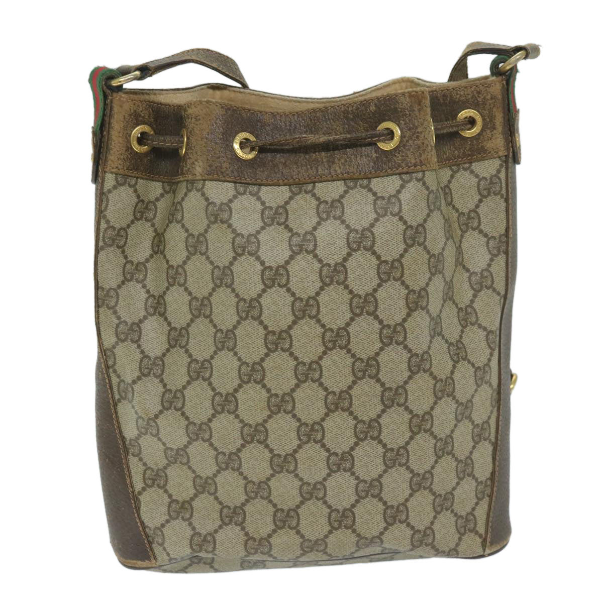GUCCI GG Supreme Web Sherry Line Shoulder Bag Beige Red 164 02 034 59463
