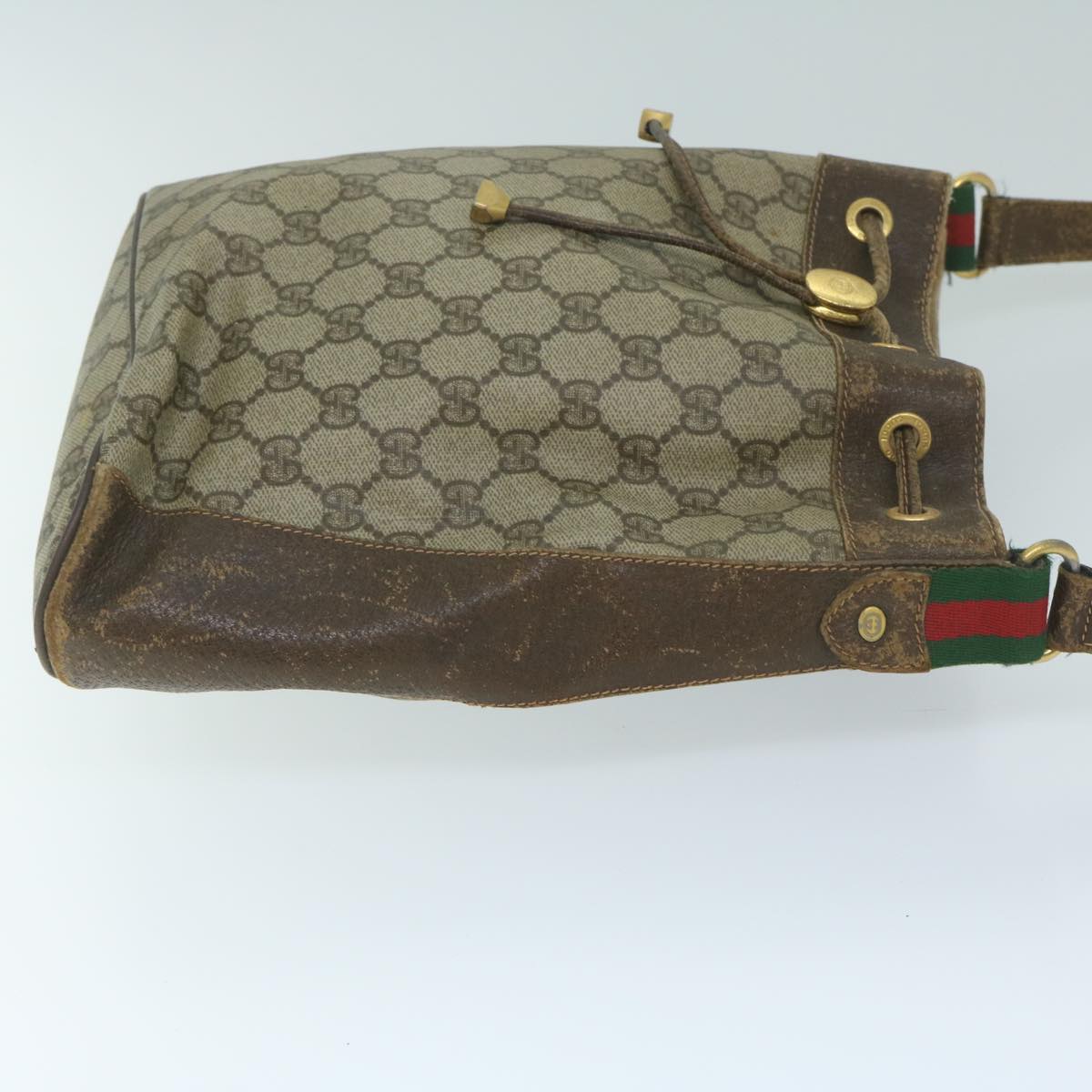 GUCCI GG Supreme Web Sherry Line Shoulder Bag Beige Red 164 02 034 59463