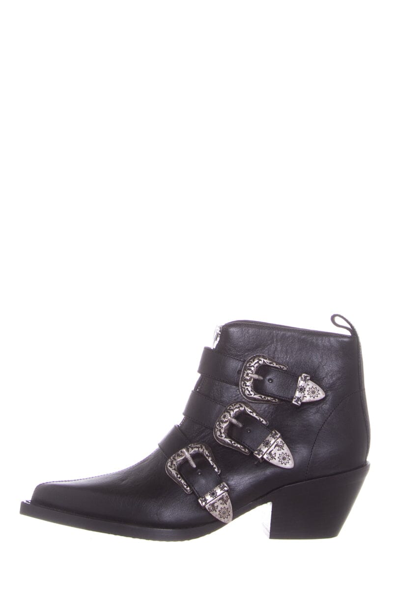 R13 Black Leather Gun Metal Buckle Boots SZ 35