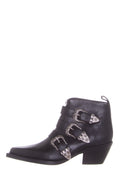 R13 Black Leather Gun Metal Buckle Boots SZ 35