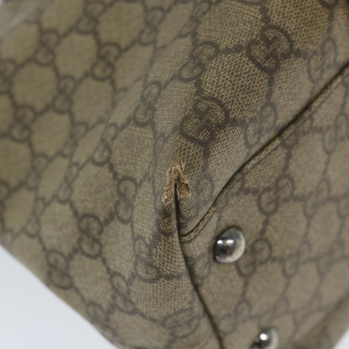 GUCCI GG Supreme Tote Bag PVC Leather Beige 114595 59553