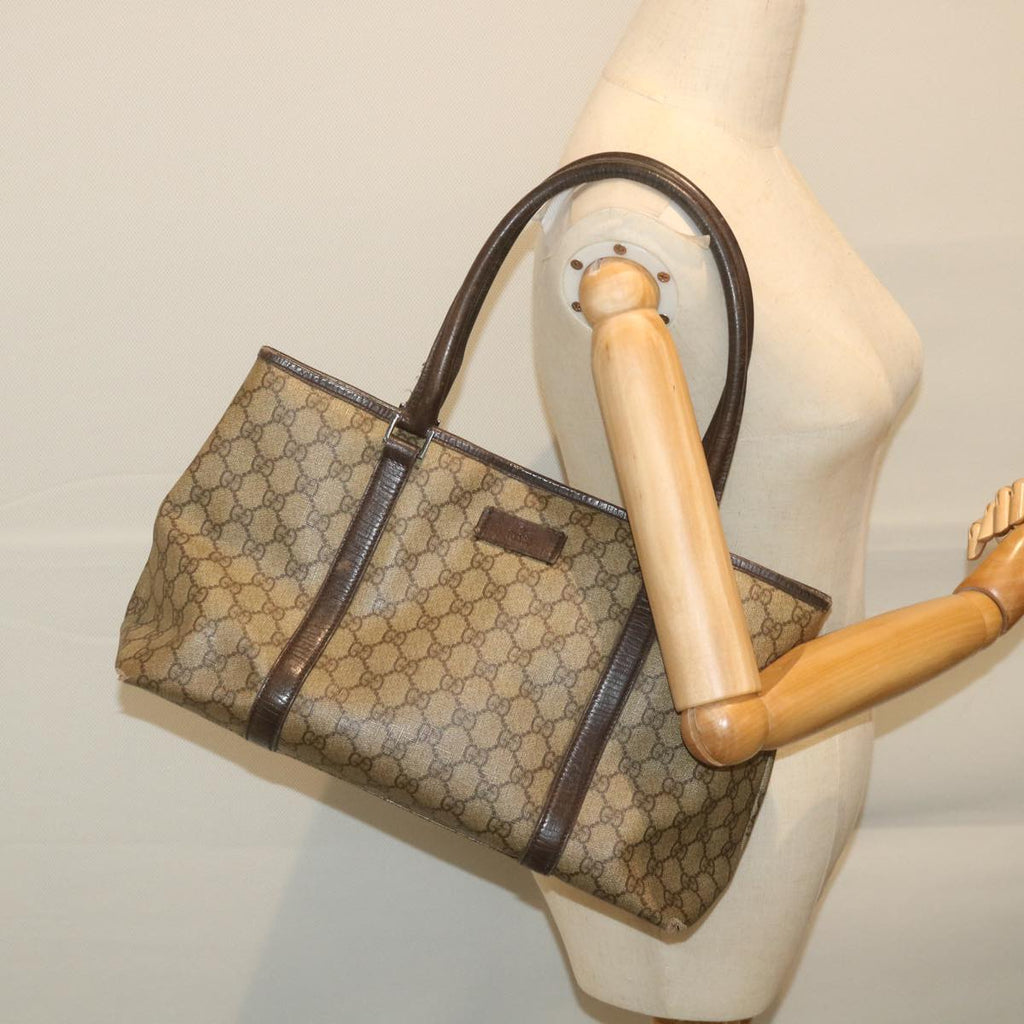 GUCCI GG Supreme Tote Bag PVC Leather Beige 114595 59553