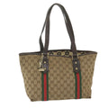 GUCCI GG Canvas Web Sherry Line Tote Bag Beige Red Green 137396 59566