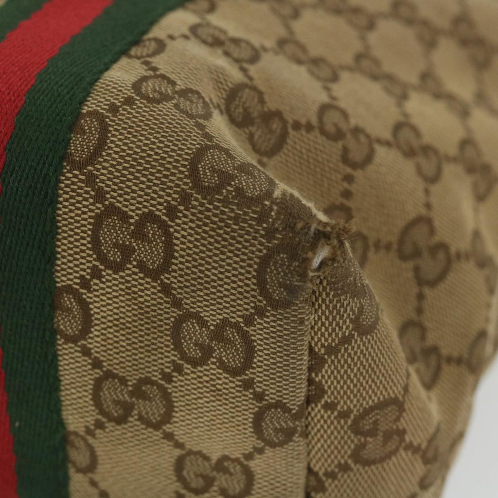 GUCCI GG Canvas Web Sherry Line Tote Bag Beige Red Green 137396 59566
