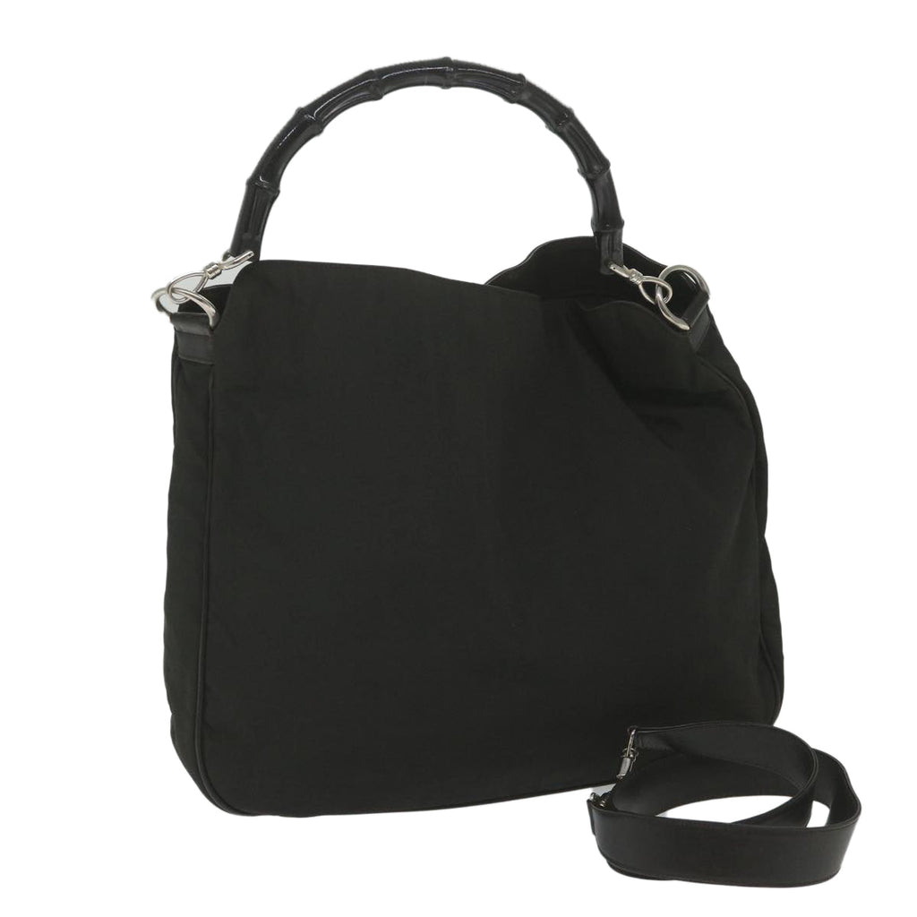 GUCCI Bamboo Shoulder Bag Nylon 2way Black 001 1577 3444 59567