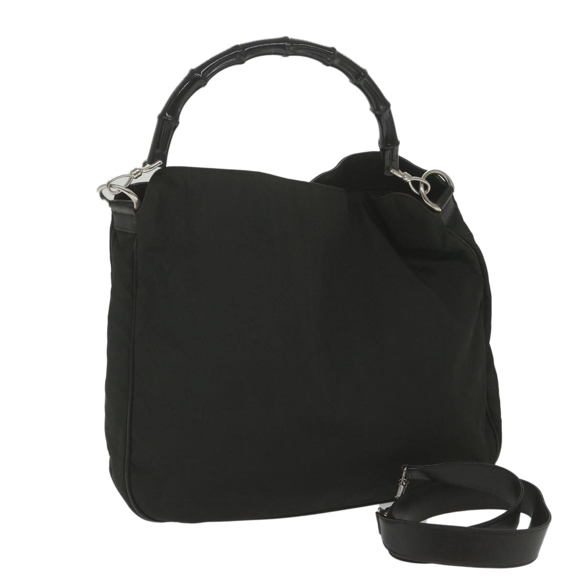 GUCCI Bamboo Shoulder Bag Nylon 2way Black 001 1577 3444 59567