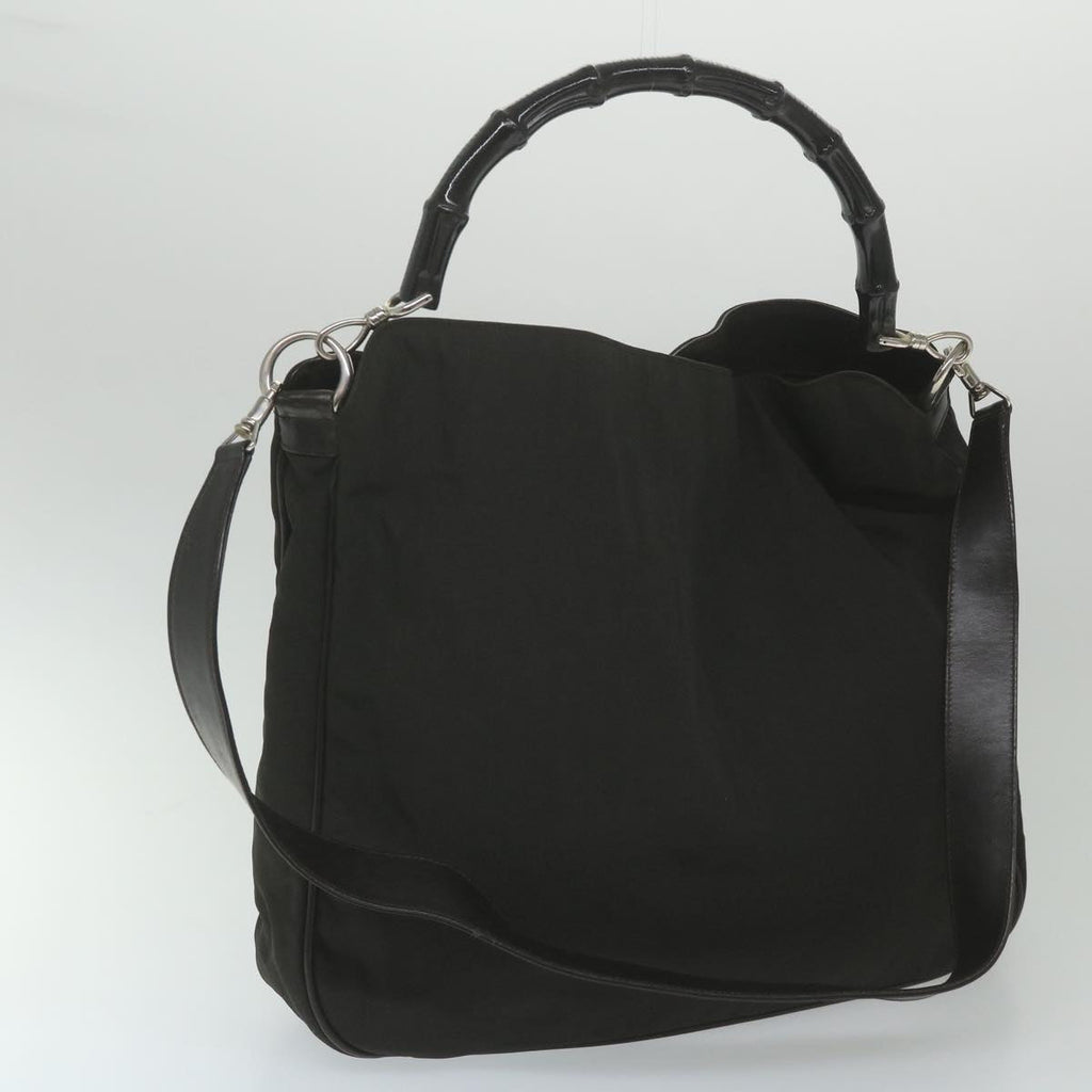 GUCCI Bamboo Shoulder Bag Nylon 2way Black 001 1577 3444 59567