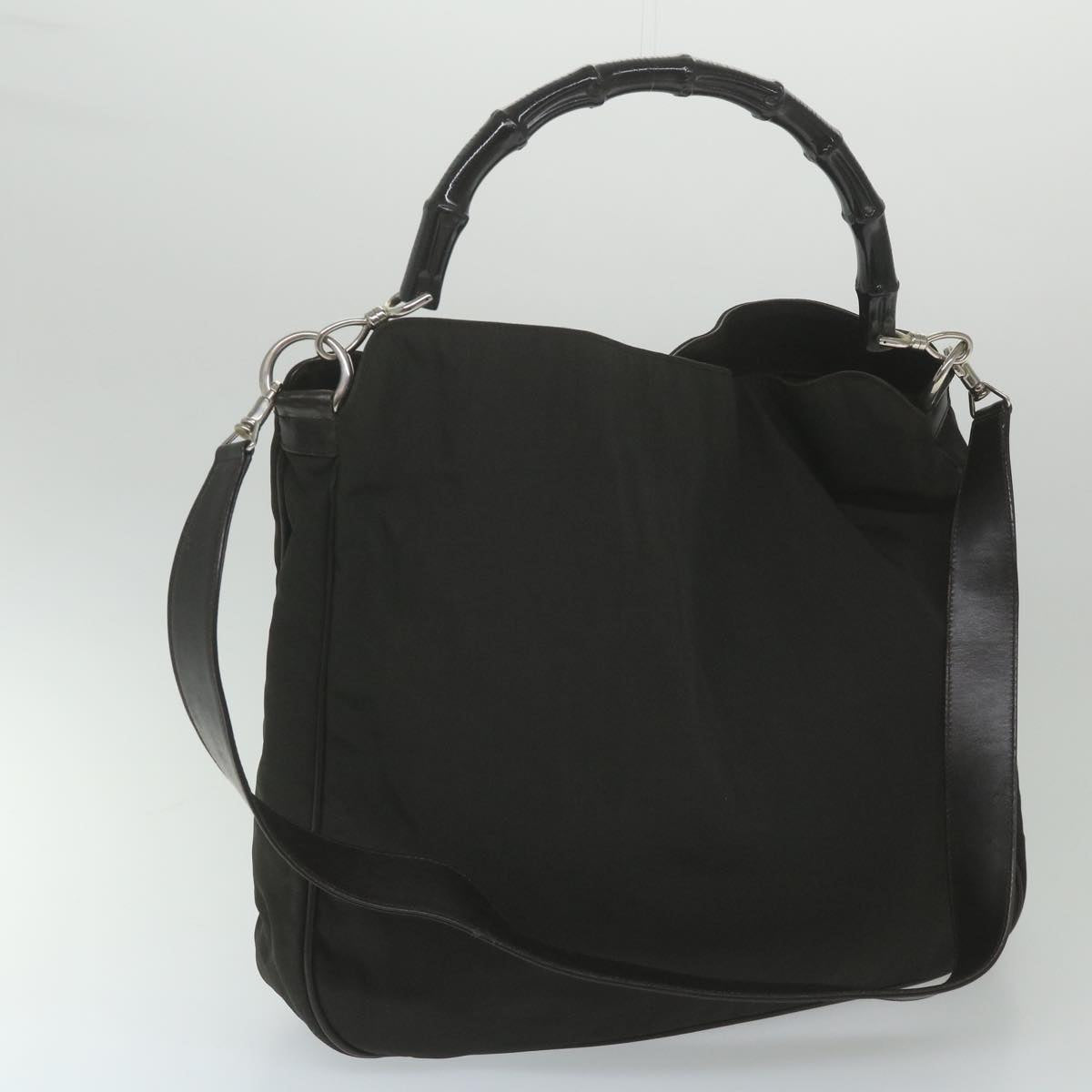 GUCCI Bamboo Shoulder Bag Nylon 2way Black 001 1577 3444 59567