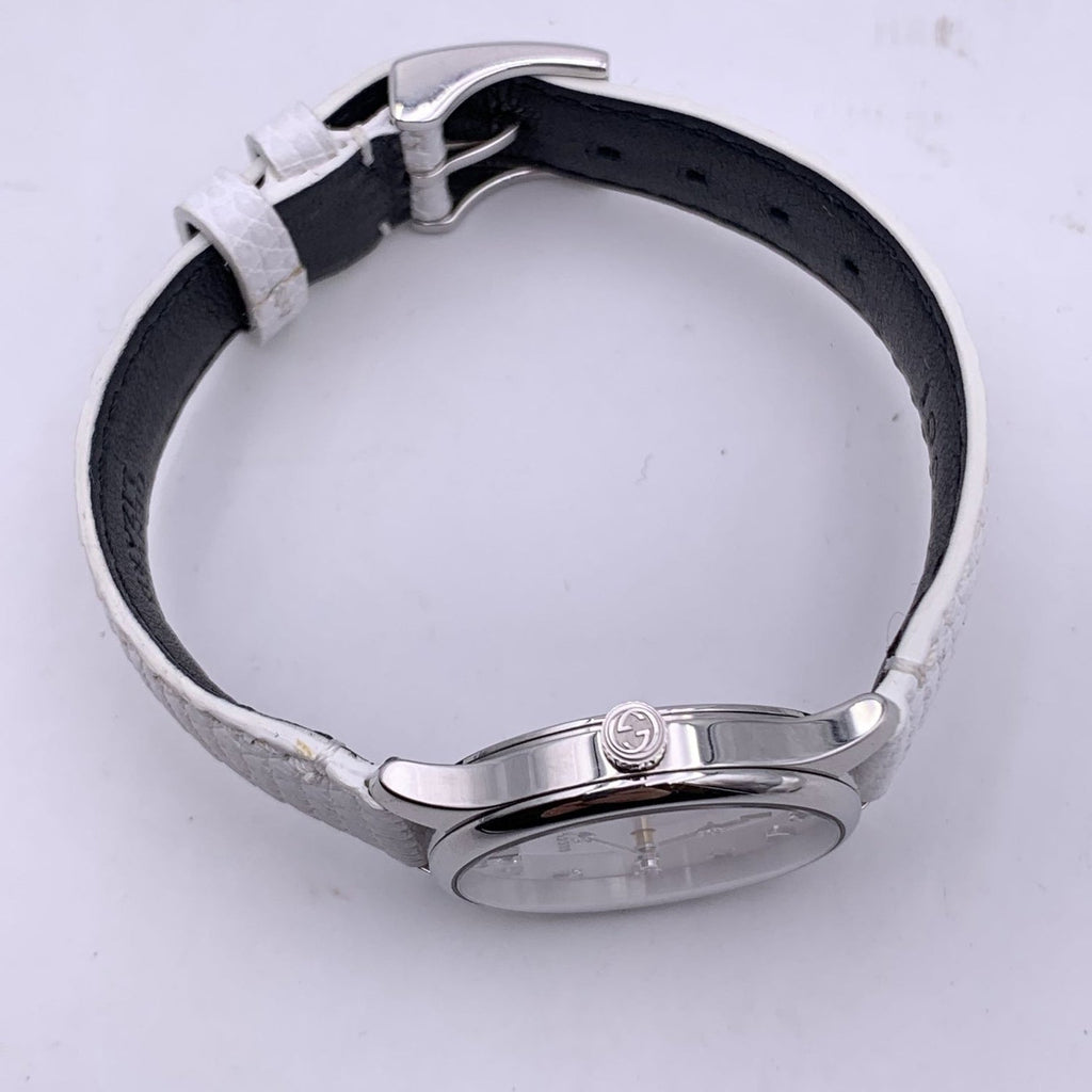 GUCCI White G-Timeless Slim Diamond Mother Of Pearl Dial Watch