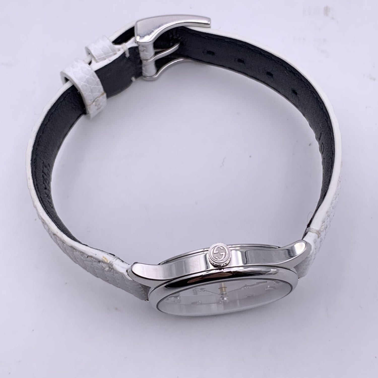 GUCCI White G-Timeless Slim Diamond Mother Of Pearl Dial Watch