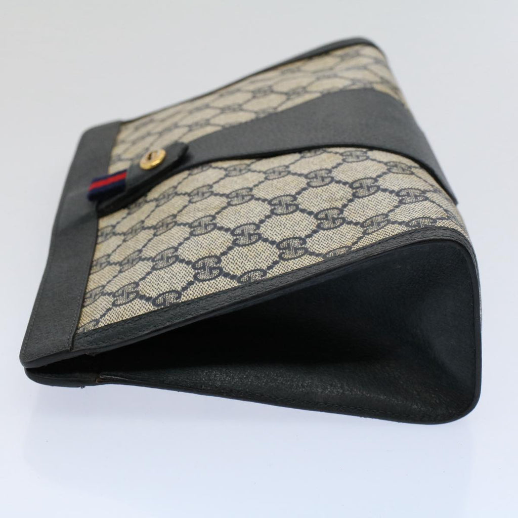 GUCCI GG Supreme Sherry Line Clutch Bag Red Navy Gray 156 01 033 59620