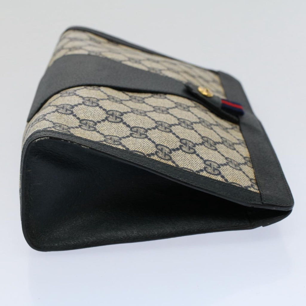 GUCCI GG Supreme Sherry Line Clutch Bag Red Navy Gray 156 01 033 59620