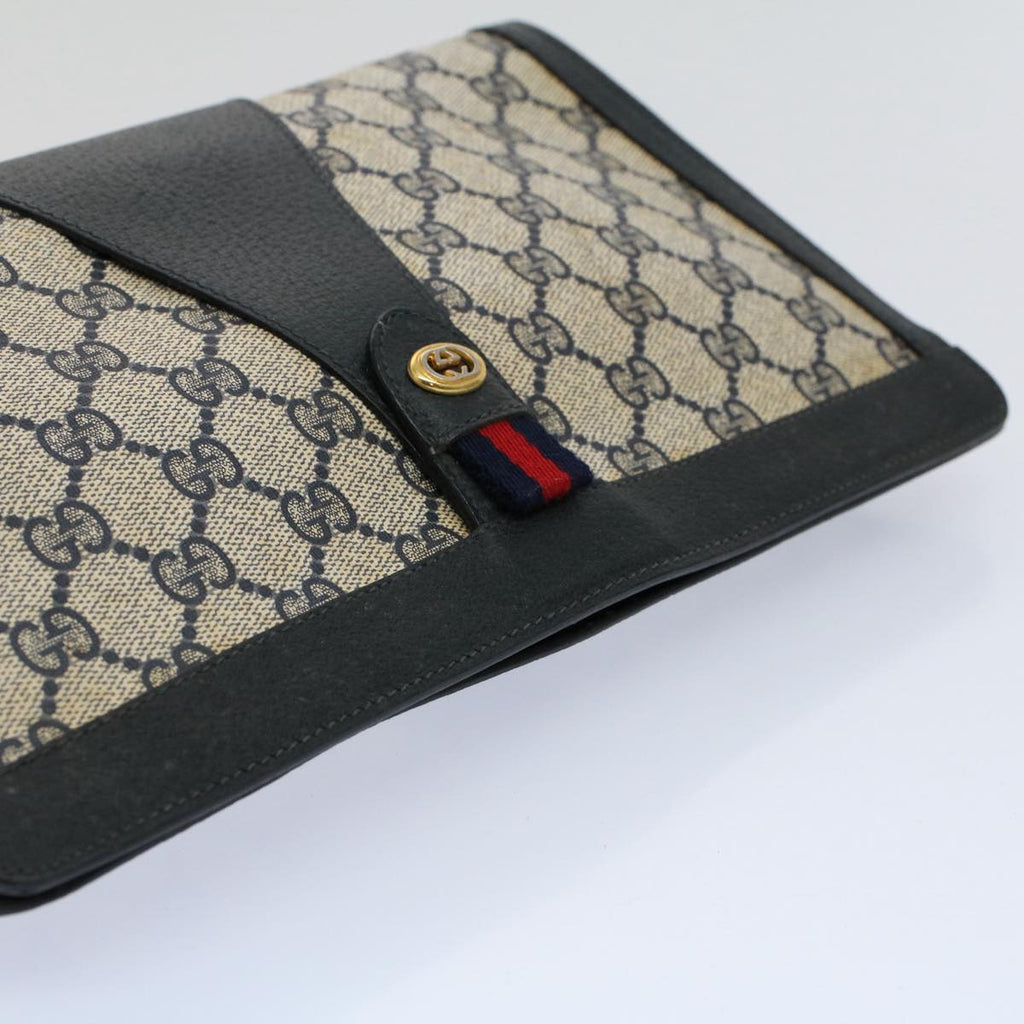 GUCCI GG Supreme Sherry Line Clutch Bag Red Navy Gray 156 01 033 59620