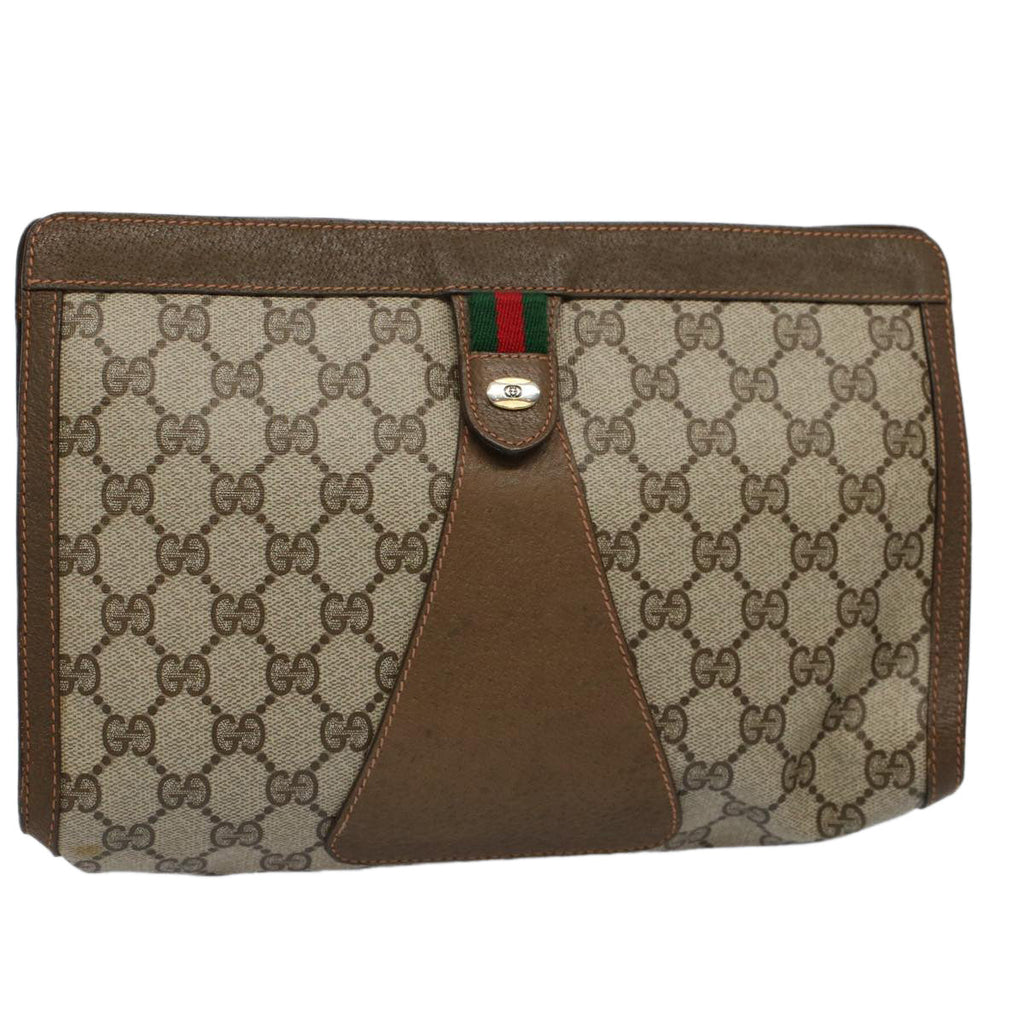 GUCCI GG Supreme Web Sherry Line Clutch Bag Beige Red Green 89 01 033 59621