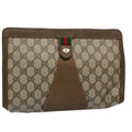 GUCCI GG Supreme Web Sherry Line Clutch Bag Beige Red Green 89 01 033 59621