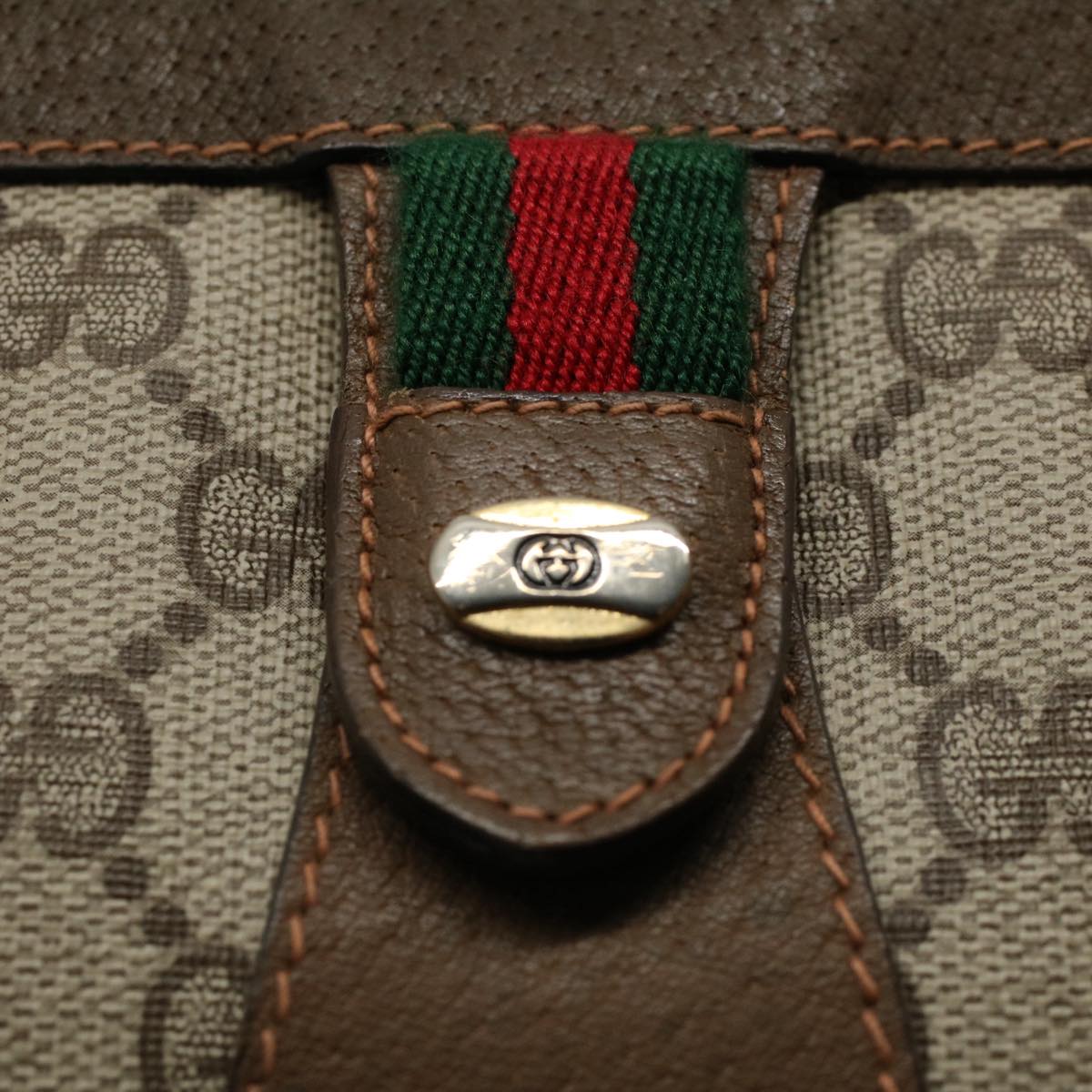 GUCCI GG Supreme Web Sherry Line Clutch Bag Beige Red Green 89 01 033 59621