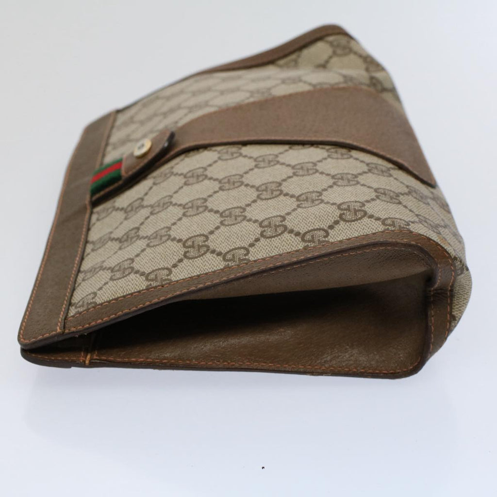 GUCCI GG Supreme Web Sherry Line Clutch Bag Beige Red Green 89 01 033 59621
