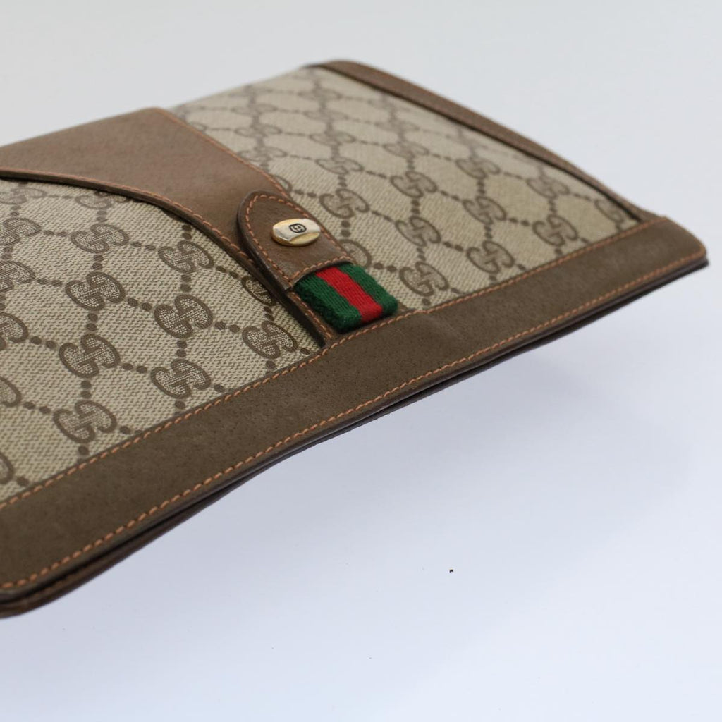 GUCCI GG Supreme Web Sherry Line Clutch Bag Beige Red Green 89 01 033 59621