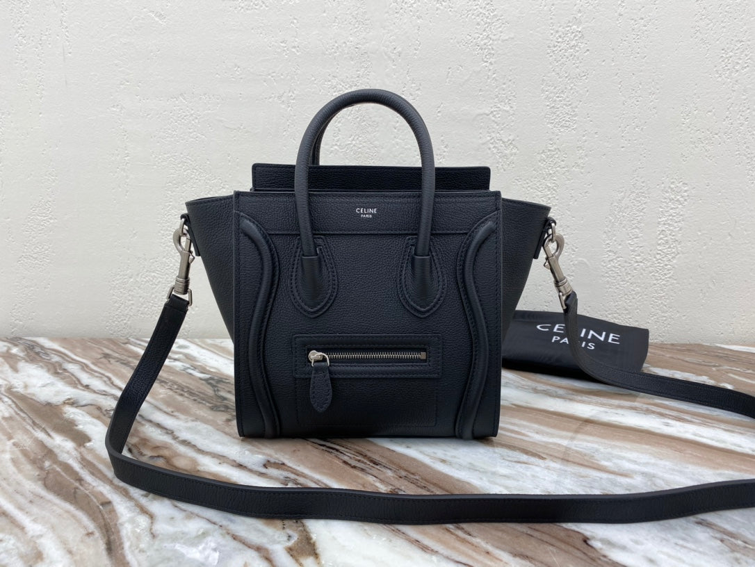 GLAMI Nano LuGucciage Bag In Drummed Black For Women 8in/20cm 189243DRU.38NO