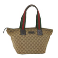 GUCCI GG Canvas Web Sherry Line Tote Bag Beige Red Green 131230 59707