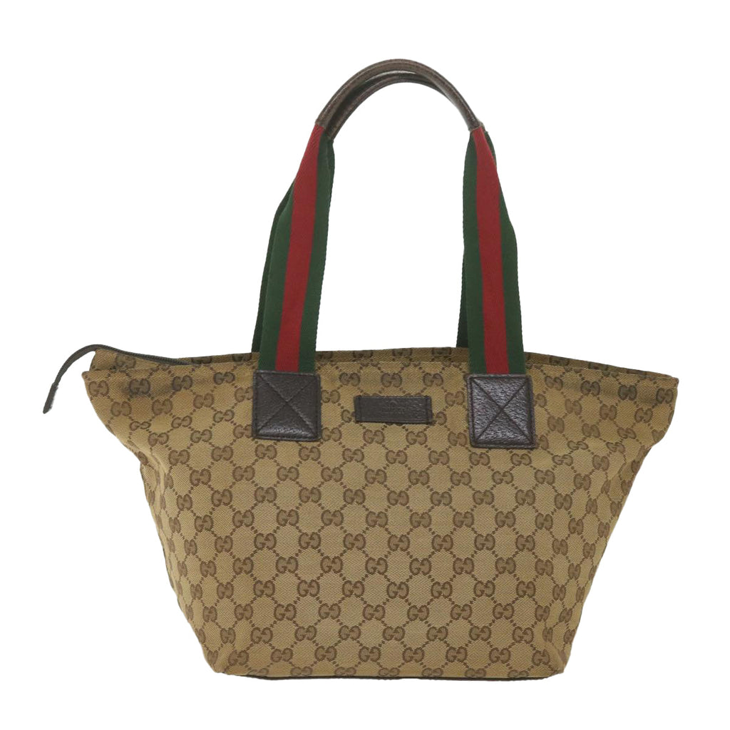 GUCCI GG Canvas Web Sherry Line Tote Bag Beige Red Green 131230 59707