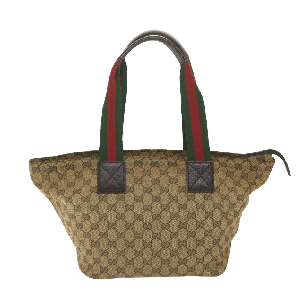 GUCCI GG Canvas Web Sherry Line Tote Bag Beige Red Green 131230 59707