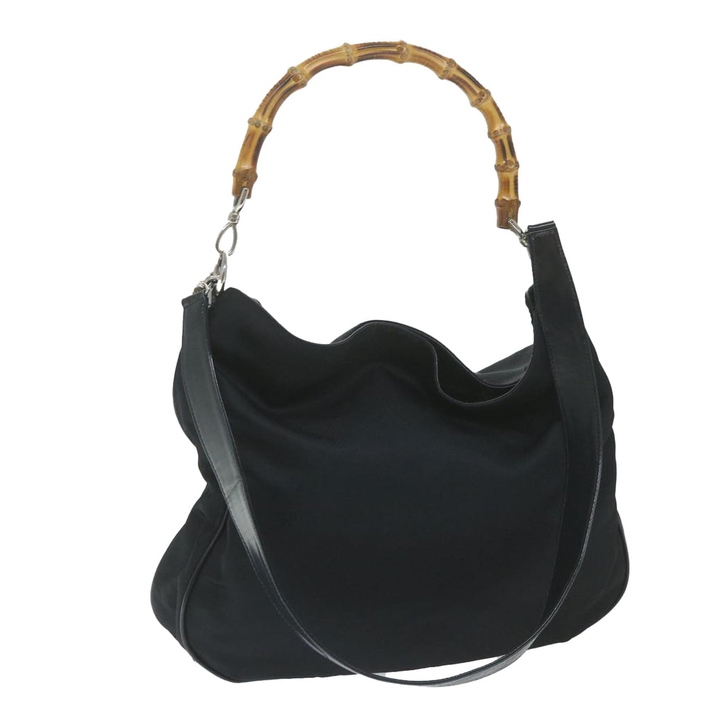 GUCCI Bamboo Shoulder Bag Nylon 2way Black 001 1705 1577 59710