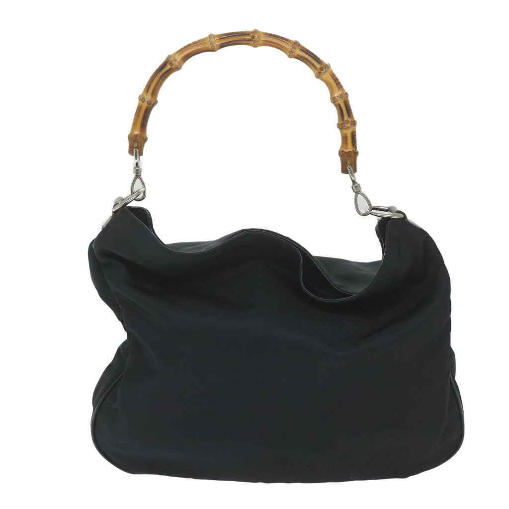 GUCCI Bamboo Shoulder Bag Nylon 2way Black 001 1705 1577 59710