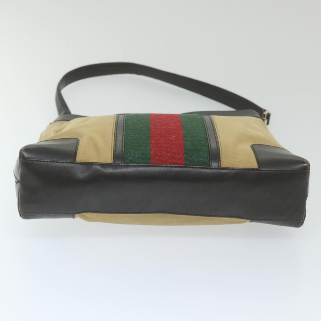 GUCCI Web Sherry Line Shoulder Bag Canvas Beige Red 001 4231 1705 59714