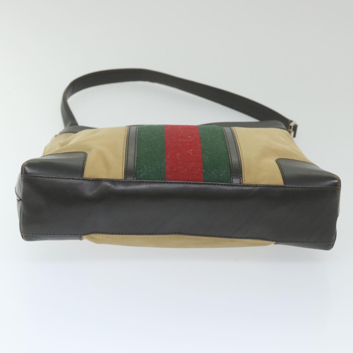 GUCCI Web Sherry Line Shoulder Bag Canvas Beige Red 001 4231 1705 59714