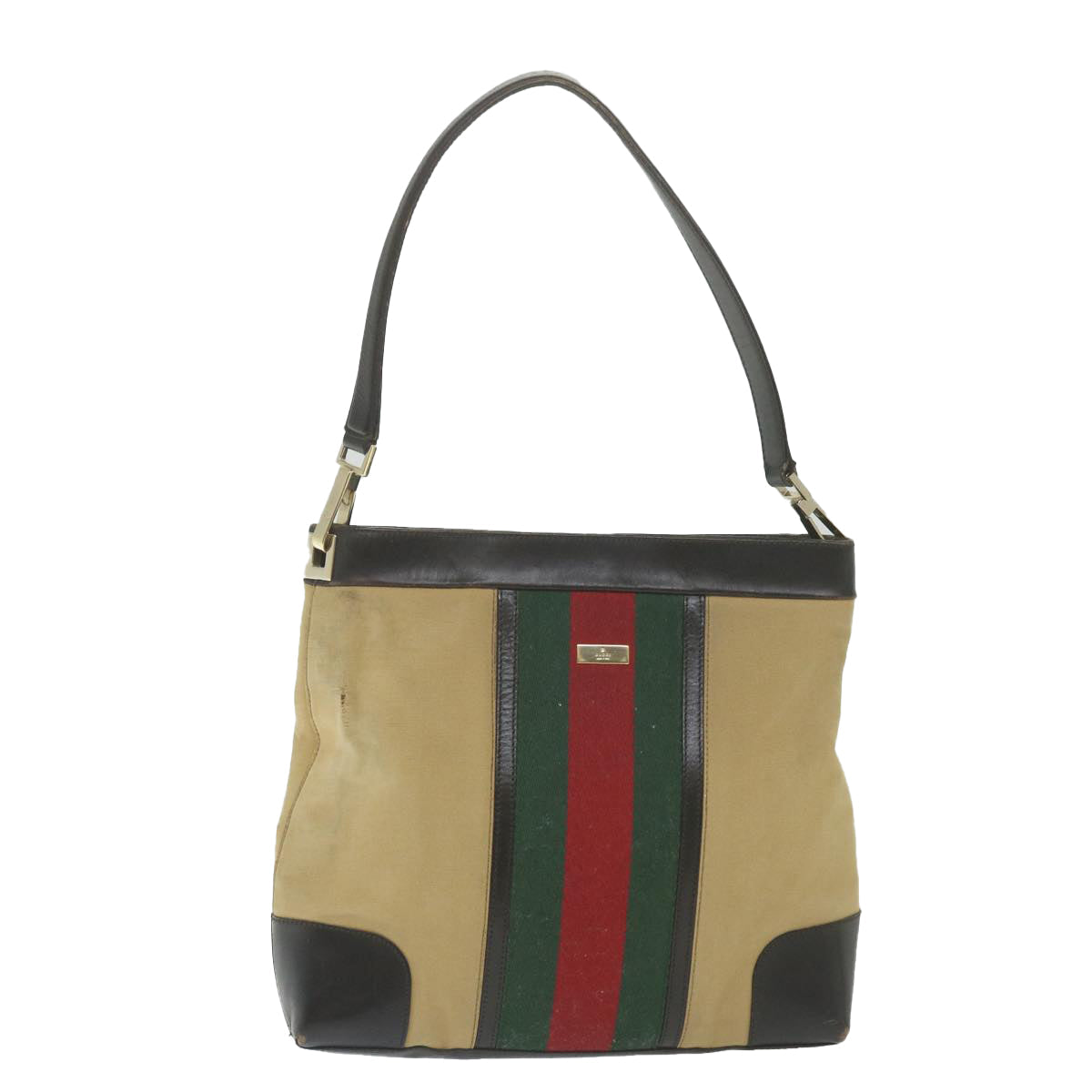 GUCCI Web Sherry Line Shoulder Bag Canvas Beige Red 001 4231 1705 59714