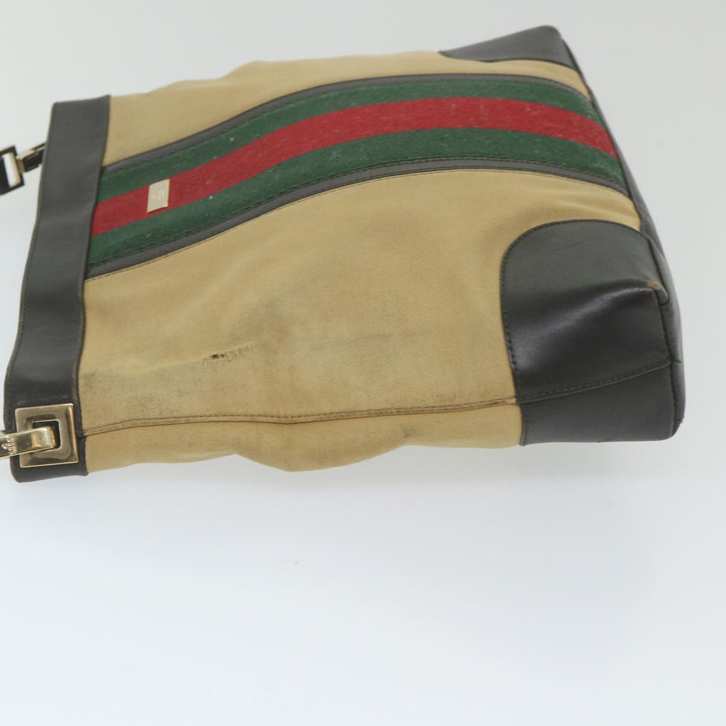 GUCCI Web Sherry Line Shoulder Bag Canvas Beige Red 001 4231 1705 59714