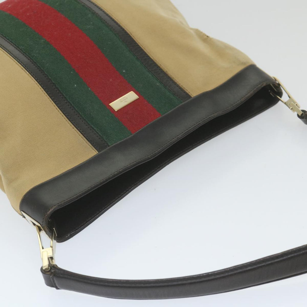 GUCCI Web Sherry Line Shoulder Bag Canvas Beige Red 001 4231 1705 59714