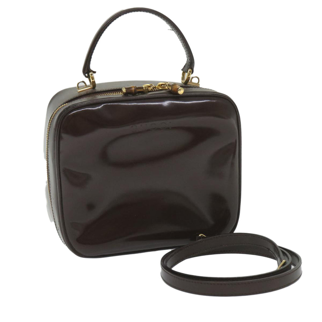GUCCI Hand Bag Enamel 2way Brown 001 270 0323 59717