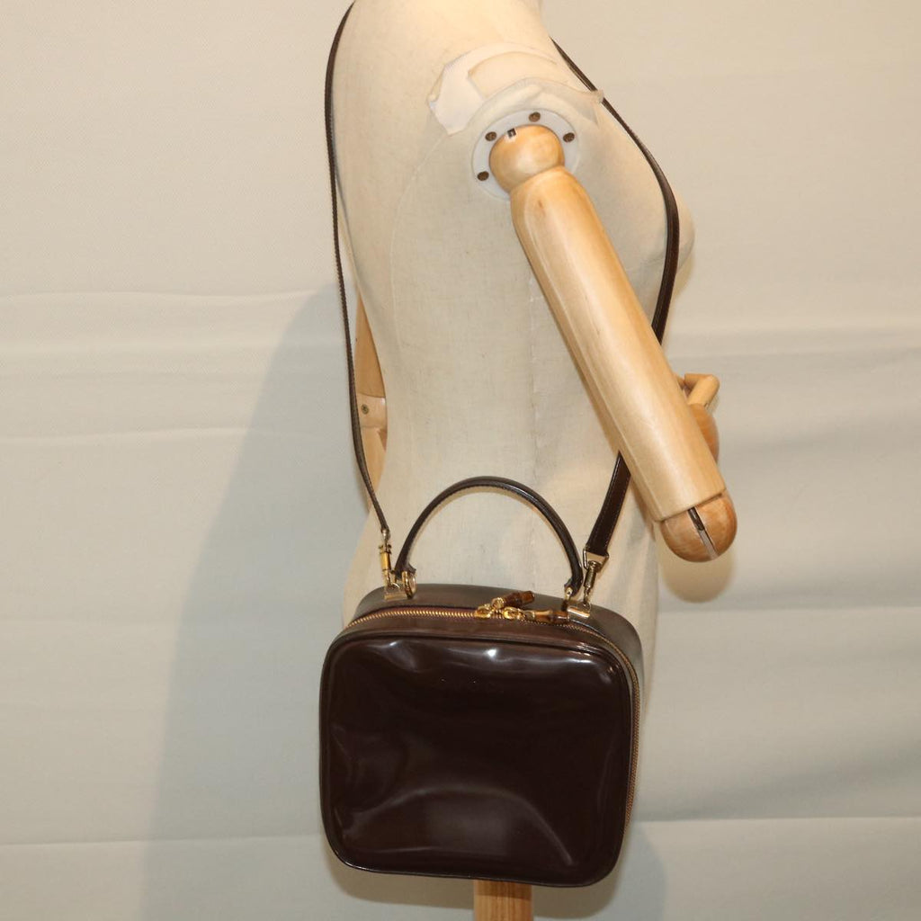 GUCCI Hand Bag Enamel 2way Brown 001 270 0323 59717