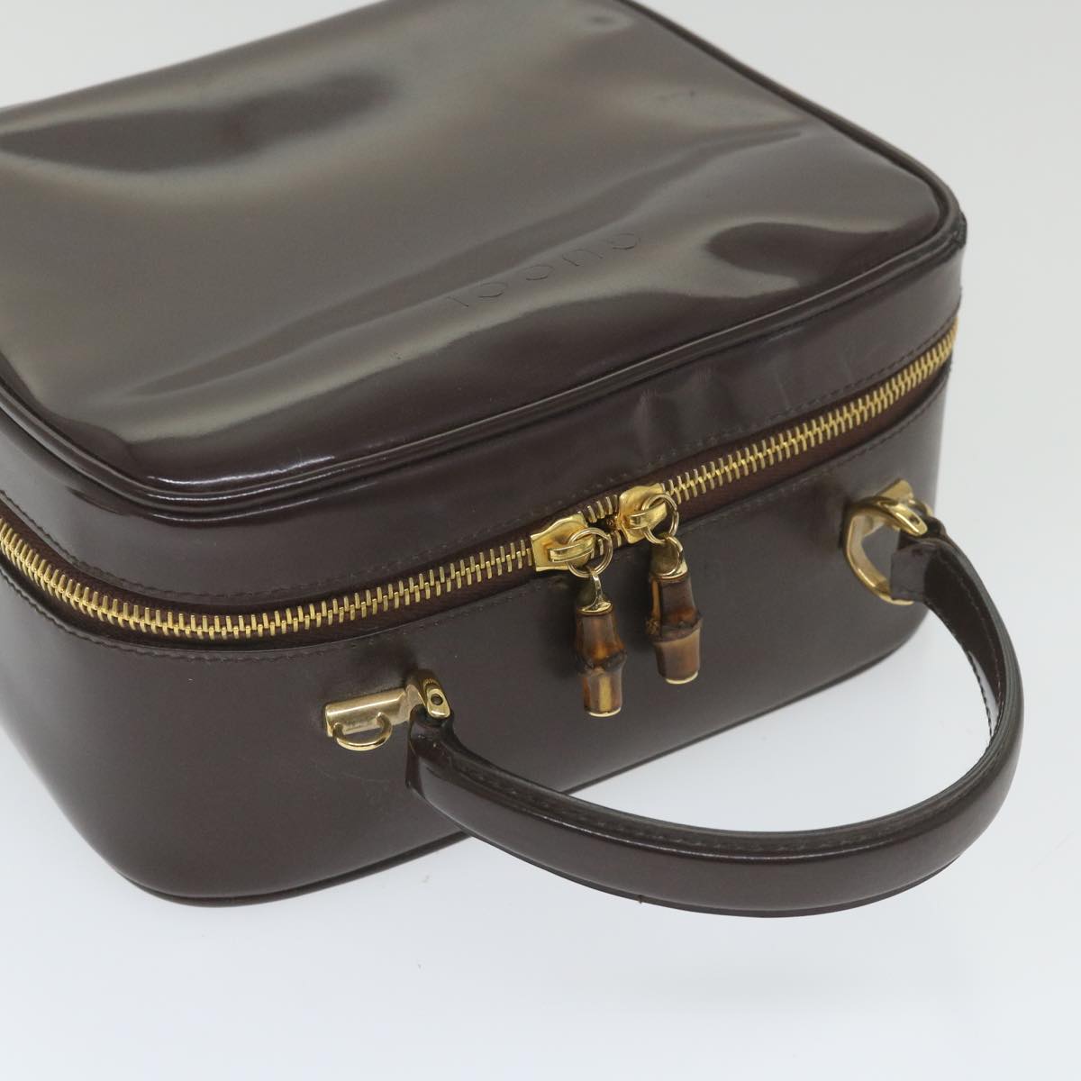 GUCCI Hand Bag Enamel 2way Brown 001 270 0323 59717