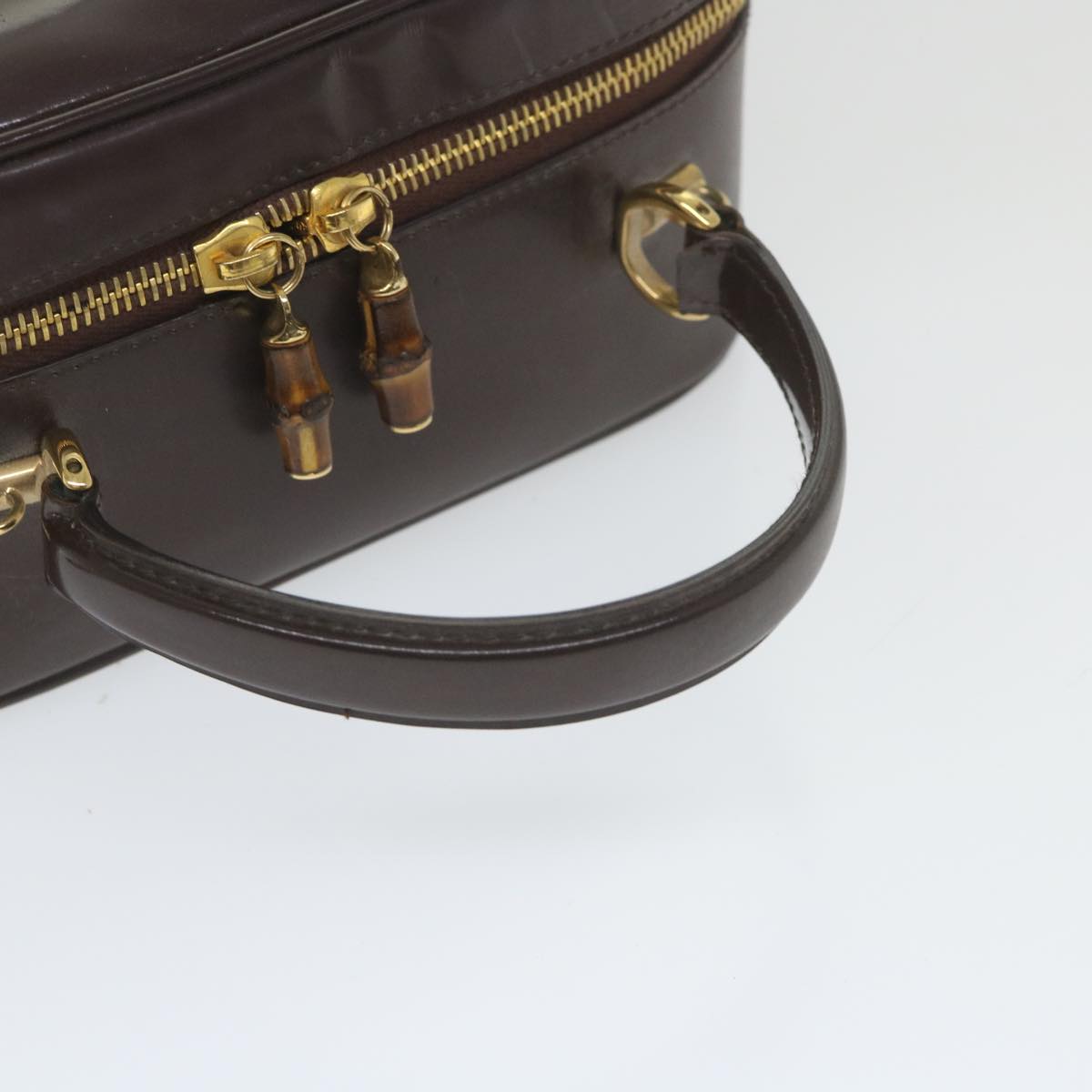 GUCCI Hand Bag Enamel 2way Brown 001 270 0323 59717