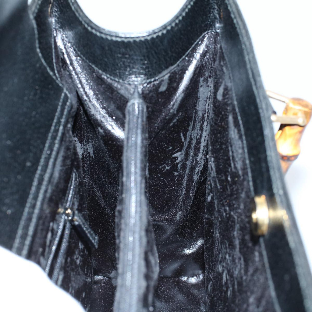 GUCCI Bamboo Hand Bag Leather Black 002 0260 200110 59718