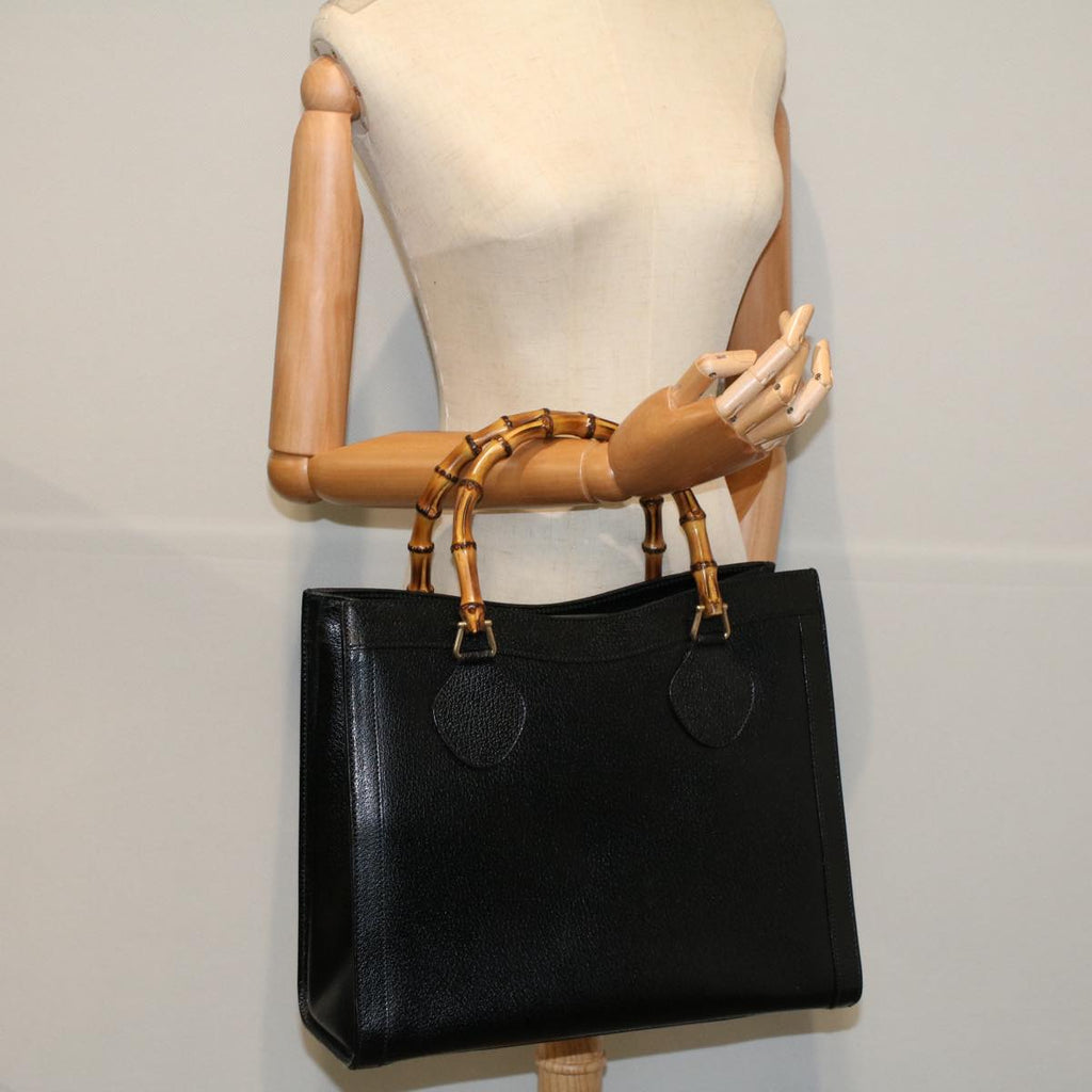 GUCCI Bamboo Hand Bag Leather Black 002 0260 200110 59718
