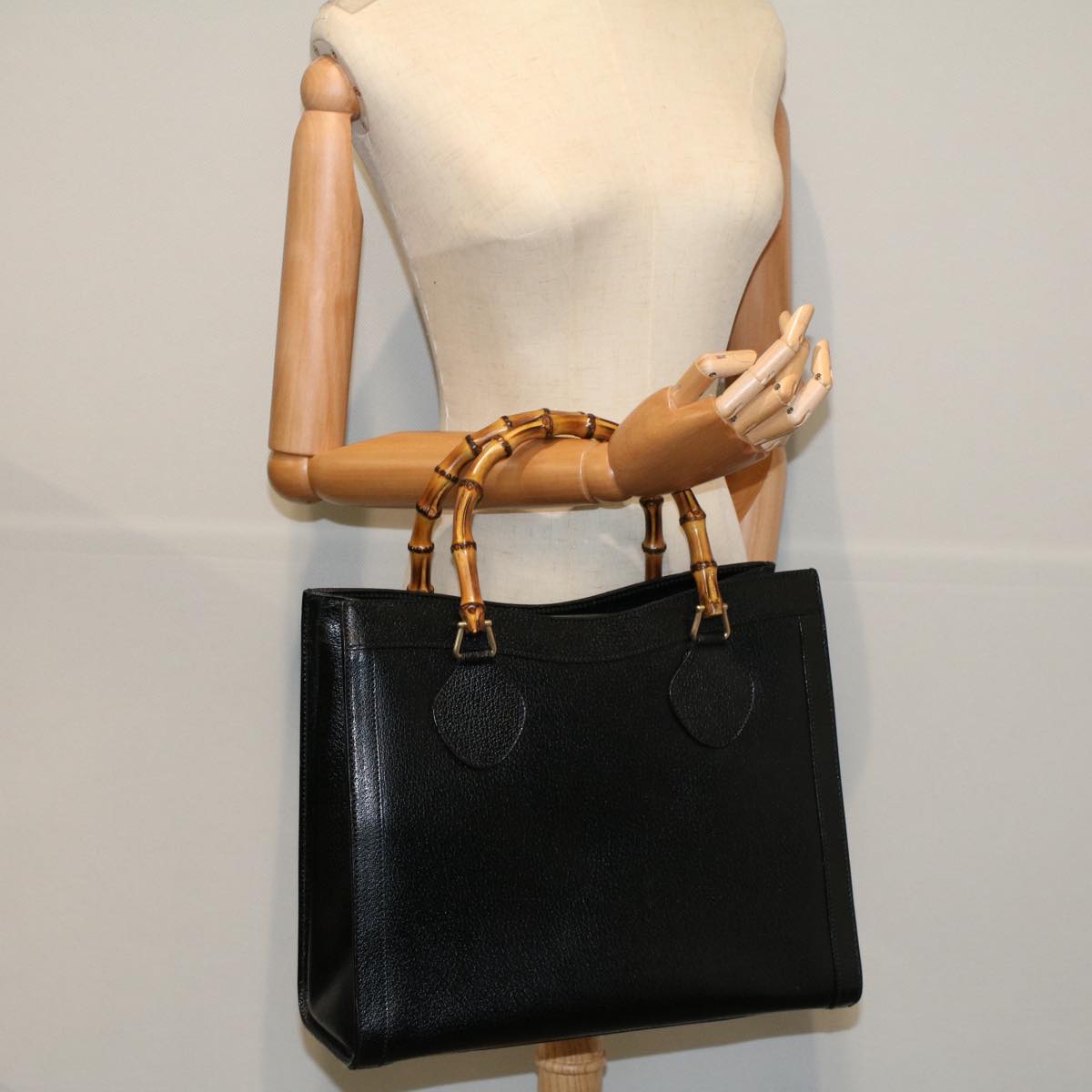 GUCCI Bamboo Hand Bag Leather Black 002 0260 200110 59718