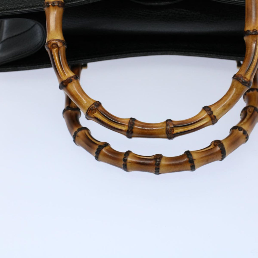 GUCCI Bamboo Hand Bag Leather Black 002 0260 200110 59718