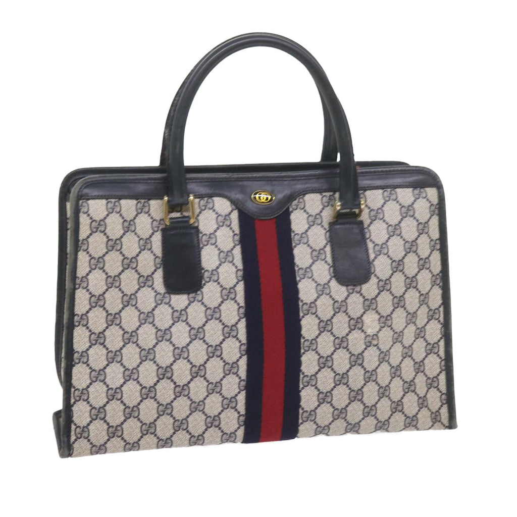 GUCCI GG Supreme Sherry Line Hand Bag PVC Leather Red Navy 010 378 59735
