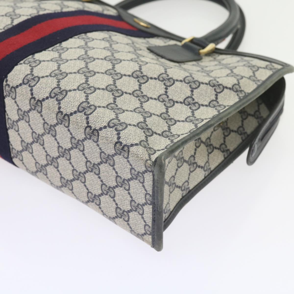 GUCCI GG Supreme Sherry Line Hand Bag PVC Leather Red Navy 010 378 59735