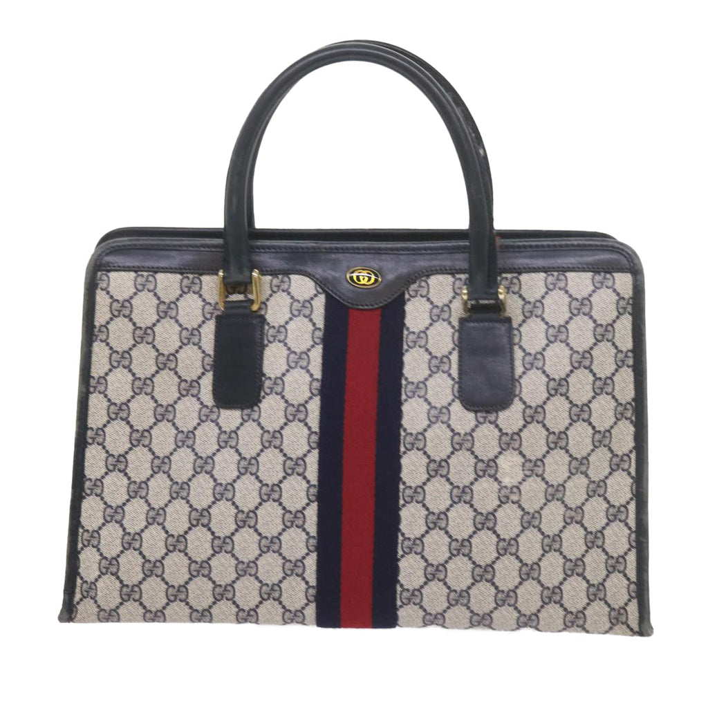 GUCCI GG Supreme Sherry Line Hand Bag PVC Leather Red Navy 010 378 59735