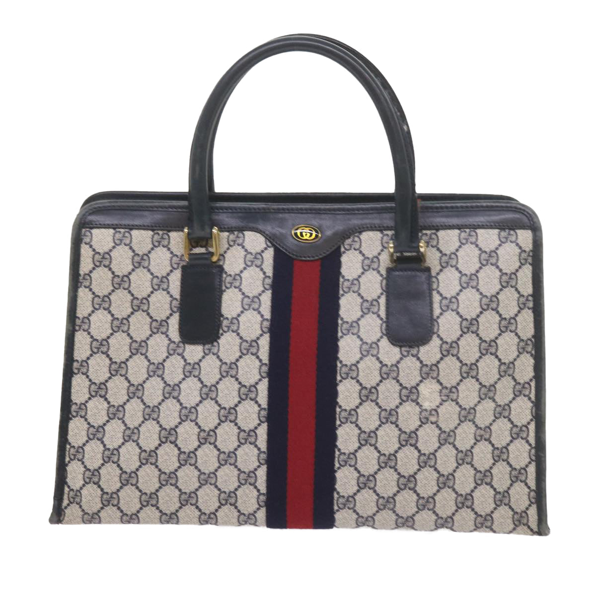 GUCCI GG Supreme Sherry Line Hand Bag PVC Leather Red Navy 010 378 59735
