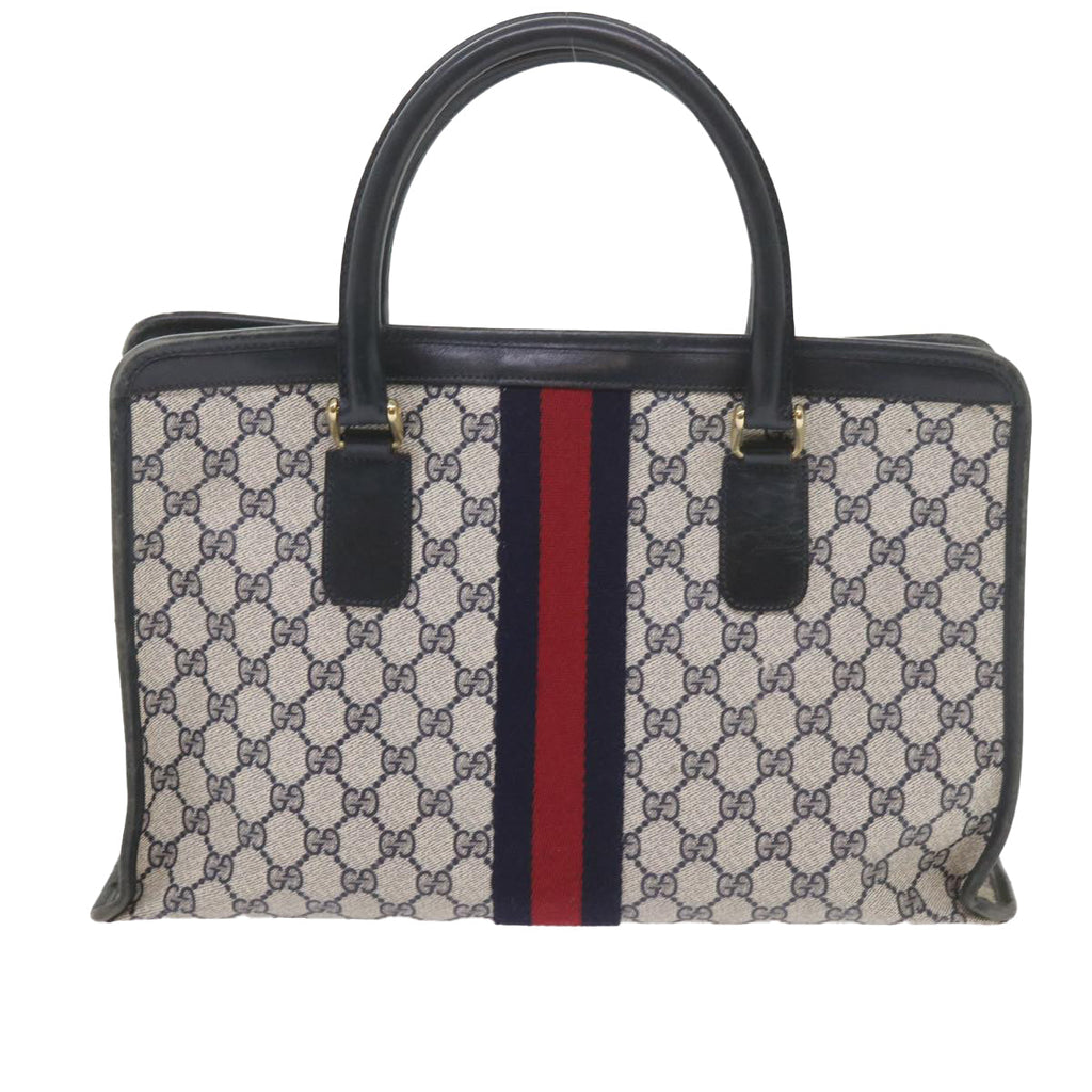 GUCCI GG Supreme Sherry Line Hand Bag PVC Leather Red Navy 010 378 59735